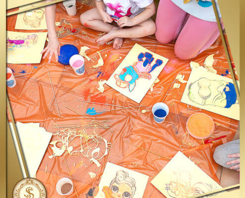 мастер-класс на детский День рождения картина цветным песком