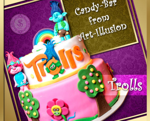 торт на день рождения в стиле Trolls