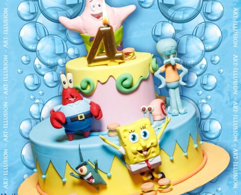Торт на Дитячий День Народження у стилі Sponge BOB